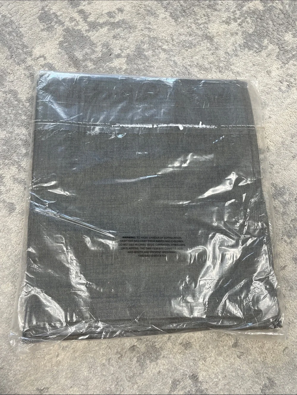 New Crate & Barrel Shiloh Grey Easy Care Tablecloth 60x90 PVC Coated Cotton
